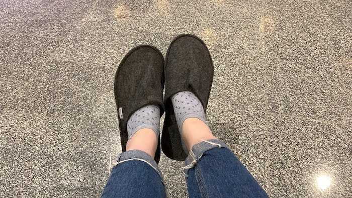 The slippers that came with the overnight bag