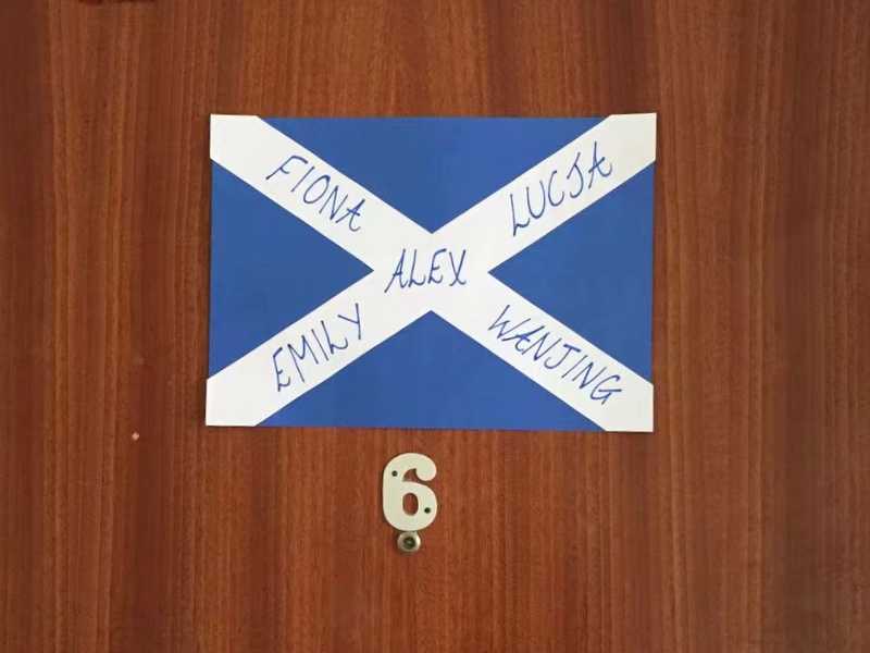 the flag on flat door